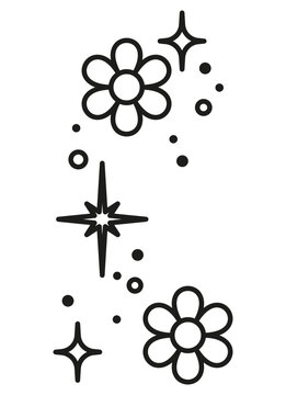 Vertical floral sparkle doodle border