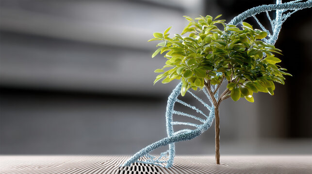 DNA strand tree biotechnology genetic engineering nature science green innovation growth biology tree entwined with DNA strand symbolizes