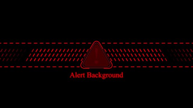Red digital alert warning sign with pulsing geometric background, for cybersecurity and, system notification