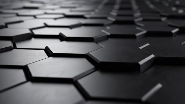 Black hexagonal tiles pattern background.
