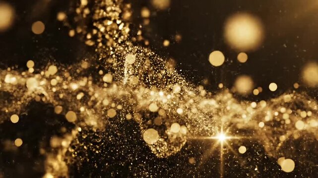 Golden glitter, sparkles, luxury background, abstract gold particles, shining lights