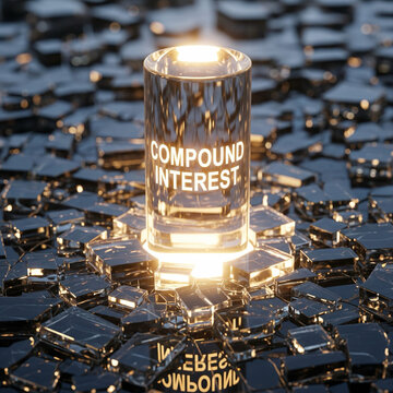 Glowing Cylinder Representing Compound Interest and Exponential Growth