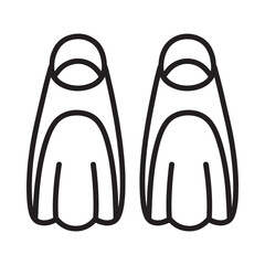 Simple black and white line drawing of two swimming flippers © NASRIN