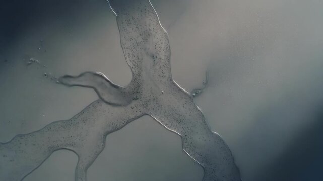 Liquid Flow Splitting into Irregular Branching Paths on Matte Surface