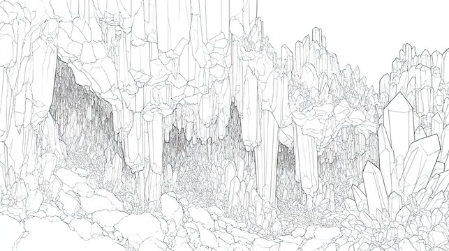 Abstract illustration of crystalline landscape with intricate structures
