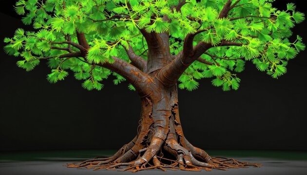 Lush green tree growth forest environment nature photography vibrant ecosystem ground-level view organic life