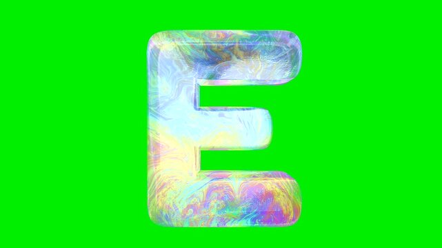 Realistic brick and soap bubble texture alphabet collection on green screen background