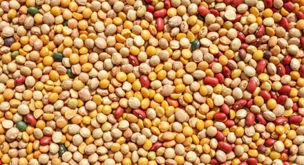 Fototapeta premium A close-up of a colorful mixture of dried beans and legumes