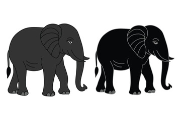 Fototapeta premium Simple illustration of two elephants standing together on a white background
