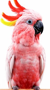 Majestic Pink Cockatoo Perched on a Branch.