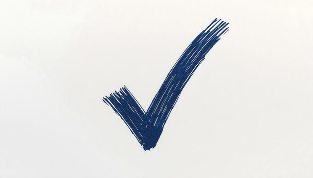 A large blue checkmark on a plain white background