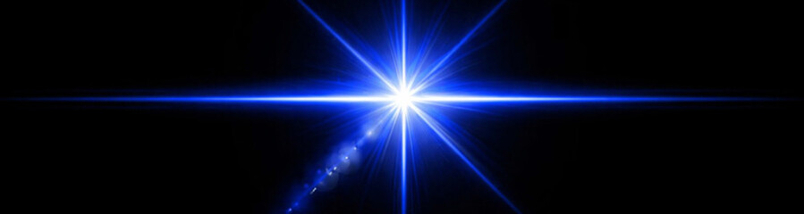 Fototapeta premium Soft blue starburst light rays glow sparkle effect png overlay element
