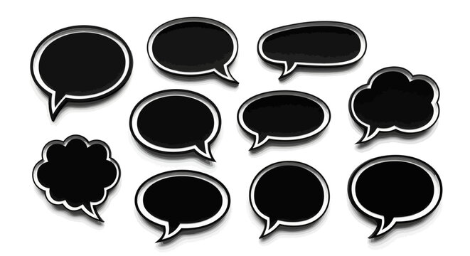 Black speech bubbles on white background.