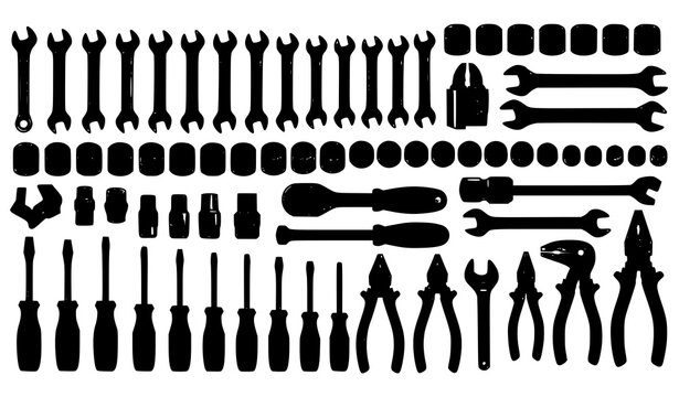 Mechanics tool set 85 piece infographic vector with wrench socket ratchet and repair tools