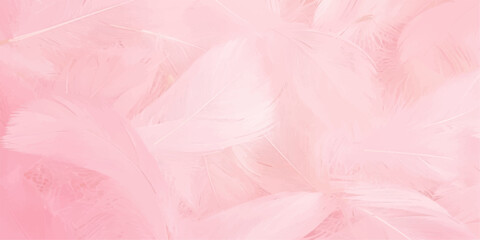 Naklejka premium Abstract gentle, soft pink feathers forming a fluffy, dreamlike texture, invoking feelings of lightness and serenity. Ideal for design backdrop for art, banner, web, ui, branding