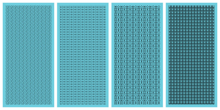 Abstract teal grid pattern four panels of textured digital art