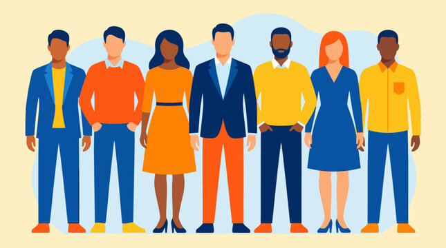 Diverse group of people standing together showcasing unity and community representation