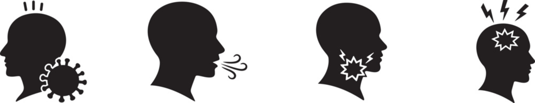 Virus symptoms icon set in line style, editable EPS vector for healthcare, medical and UI design