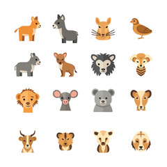 Fototapeta premium A Flat Vector Animal icon set Illustration
