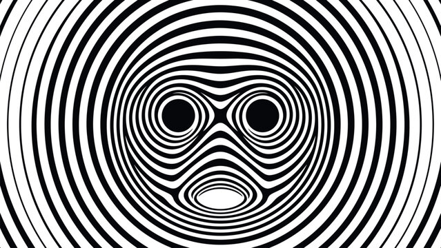 Hypnotic Swirling Face Vector Optical Illusion Abstract Line Art Design
