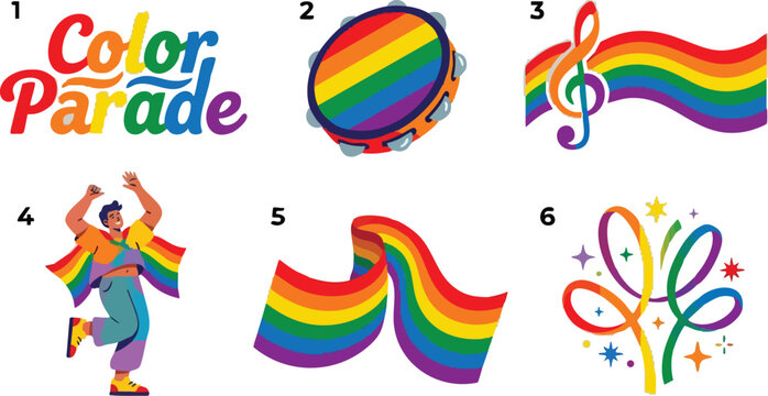 Rainbow tambourine with metal jingles vibrant musical instrument vector art