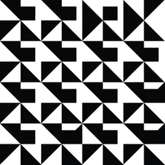 Fototapeta premium Black and white geometric pattern with triangles and squares
