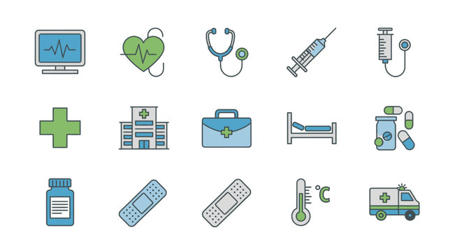 Medical icons and healthcare symbols.
