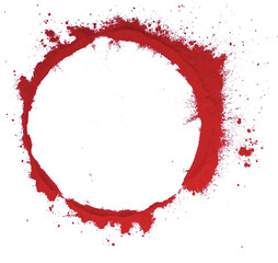 Red powder splash circle frame png transparent background, grunge dust ring for artistic composition and overlays  © Amer