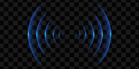 Round glowing light Wi-Fi effect and Sonar sound waves set. WiFi concentric circles and RFID Radio Frequency Identification signal. Water ripples with circular waves and echo of glowing signal. Vector © yulikayra