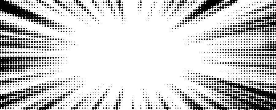 Edge frame. Halftone cartoon border. Pop art dot. Attention pattern. Faded attention texture.