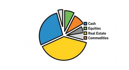 Fototapeta premium Pie Chart Illustrating Diversified Investment Portfolio Allocation.