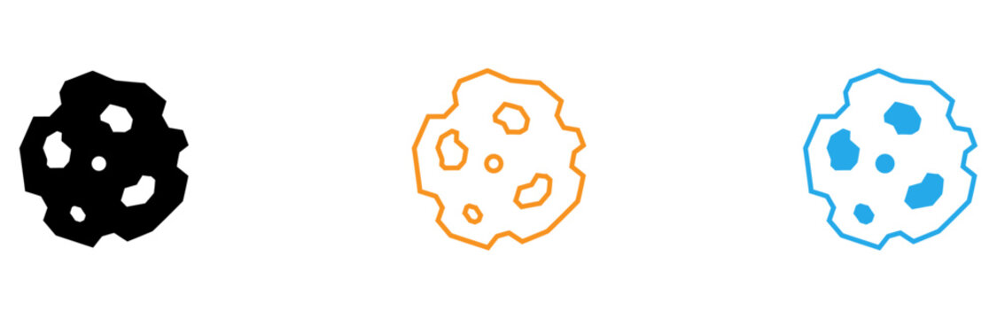 Three colorful cookie icons in different styles and colors shown