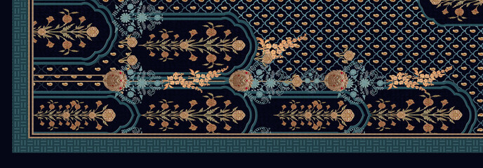 abstract Geometric mughal motif   stole digital background design © 1234