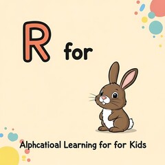 Fototapeta premium Alphabet Learning for Kids - R for Rabbit Illustration.