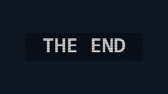 Cinematic split flap display board showing the words the end for a movie finale or presentation closing