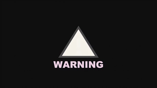Minimalist digital animation of a flashing white triangle warning icon with bold text for system alerts