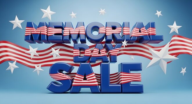Memorial day sale patriotic american flags stars honoring heroes with discounts