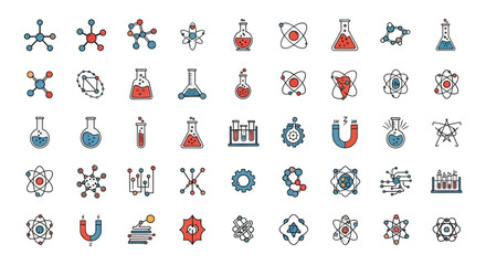 Obraz premium Collection of Science and Technology Icons.