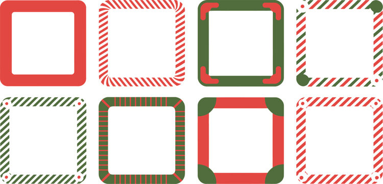 Candy cane Christmas frame, playful lollipop style red white and green border for holiday decorations gift tags and Christmas themed graphic design.