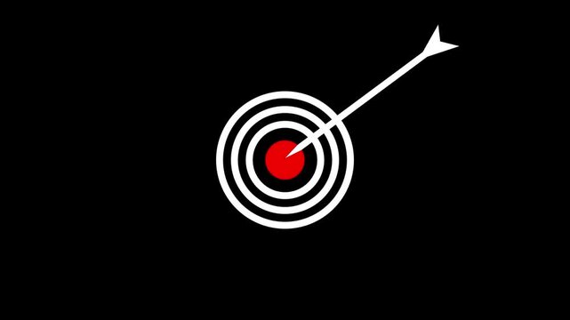 abstract Arrow hitting the center of target - success business concept. business goals achievement, target icon.Aim target with arrow sign. Archery, darts or goal strategy.