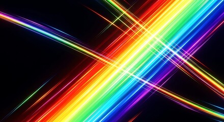 Obraz premium Rainbow light trails, colorful streaks, abstract background, motion blur