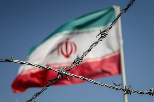 Iran flag barbed wire 