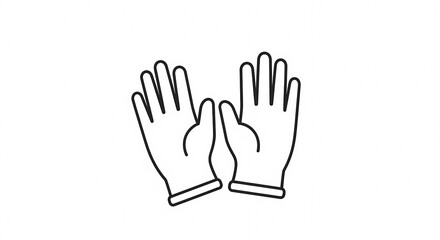 Obraz premium Simple Line Art Illustration of a Pair of White Gloves.