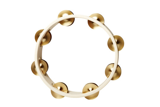 Elegant Tambourine with Gold Accents Displayed PNG cutout element