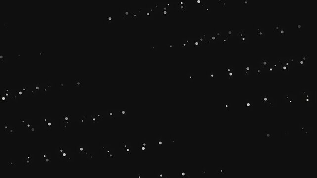 Small white geometric shapes flow in a fluid wave pattern across the screen in this minimalist motion graphic