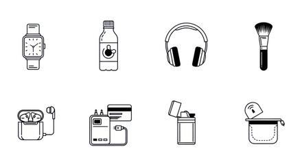 Modern Gadgets and Accessories Line Icons Set © Laptop