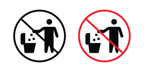 Do not litter in toilet sign concept. Thin line symbol. Solid icons © Win