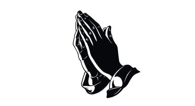 Praying hands in a stark black design a powerful religious silhouette