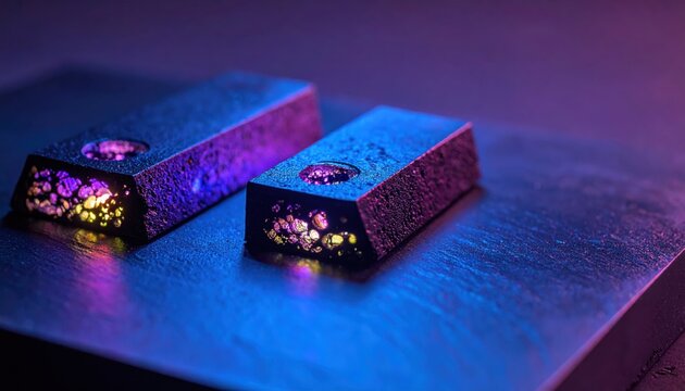 Advanced self-configuring material blocks continuously re-shaping and re-texturing their surfaces with intricate internal structures