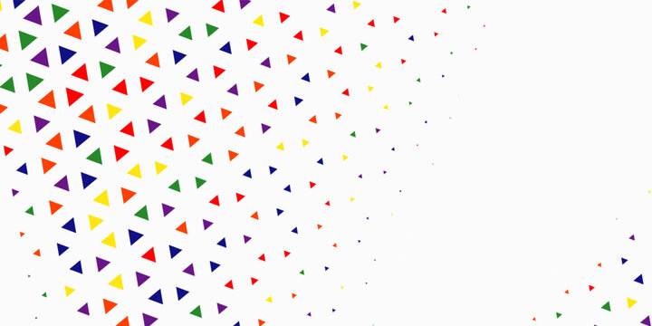 Abstract colorful triangle halftone pattern with rainbow gradient on white background